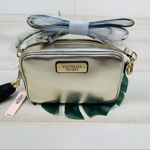 NWT Victoria’s Secret Gold Zip Crossbody Bag